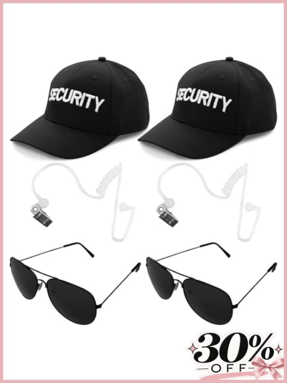 Secret Service Cosplay Accessory Set 6 Pc Adult Spy Costume Kit Hat Sunglasses